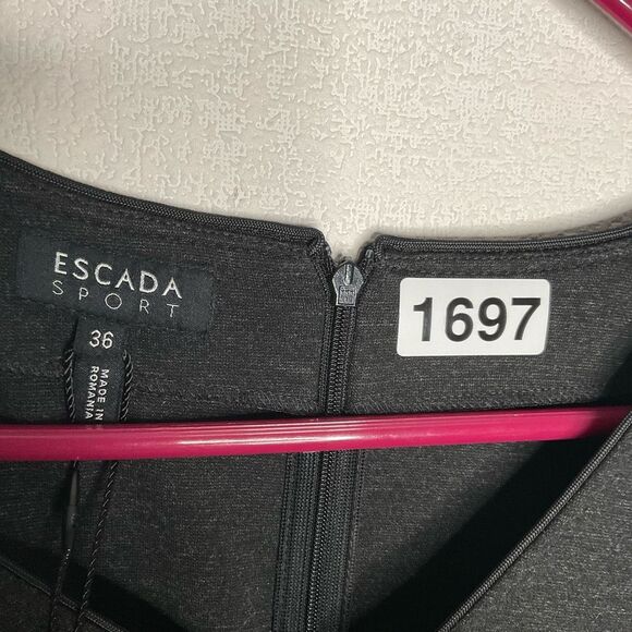 Escada Sport Dress Womens 36 Small Black Wool blend Sheath Knee Length V-Neck - Picture 4 of 14
